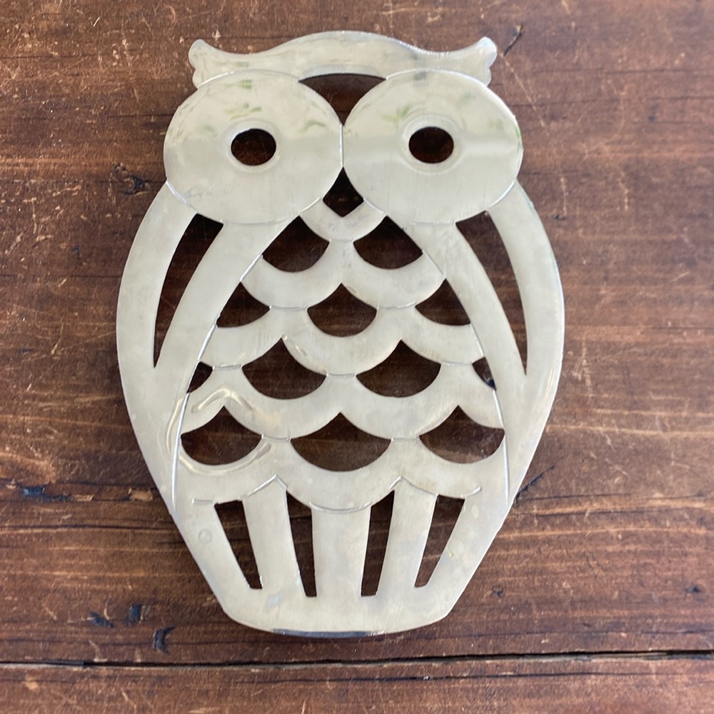 Vintage Italy Silverplated Owl Trivet - F.B. Rogers - 1960s Mid Century